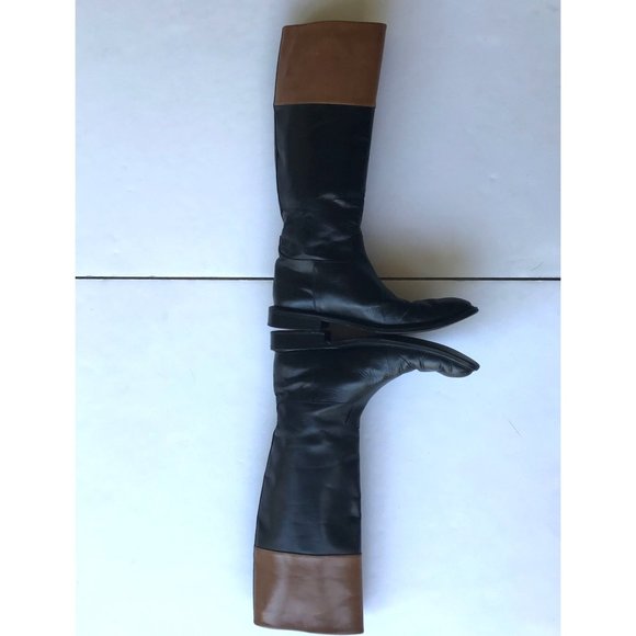 L' Autre Chose Riding Boots 38W Two Tone Tan Brown Equestrian Pull On Le… - Picture 7 of 12